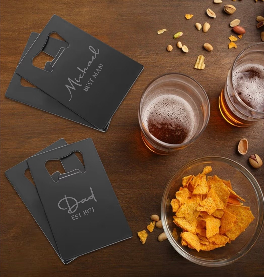 Stainless Steel Credit Card Bottle Opener – Black