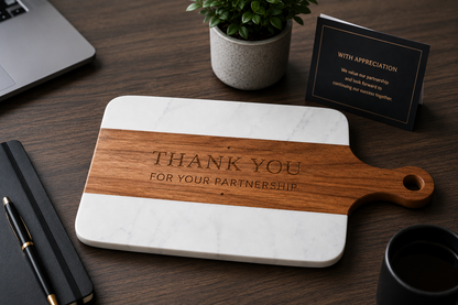 Personalised Marble & Acacia Cheese Board