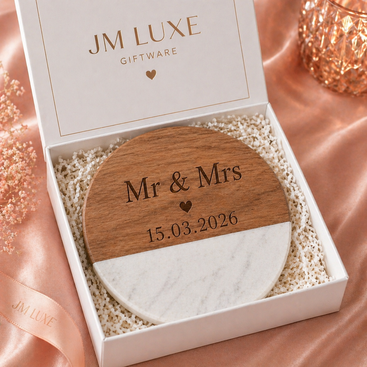 Wood & Marble Personalised Coaster